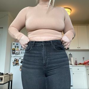 AEO Black Distressed Mom Jeans